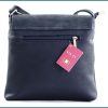 VIA55 elegáns női keresztpántos áthajtós táska, rostbőr, kék noivalltaska-hu c