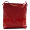VIA55 elegáns női keresztpántos táska alul 2 sávval, rostbőr, piros noivalltaska.hu a
