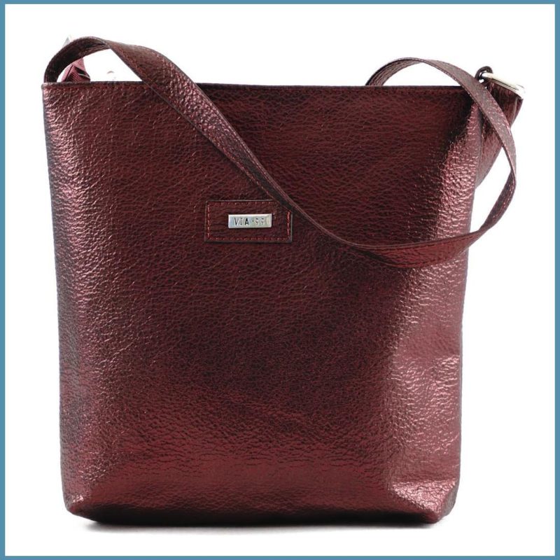 VIA55 női egyszerű női keresztpántos táska, rostbőr, vörös noivalltaska.hu a