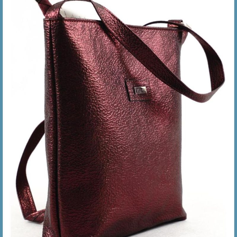 VIA55 női egyszerű női keresztpántos táska, rostbőr, vörös noivalltaska-hu b