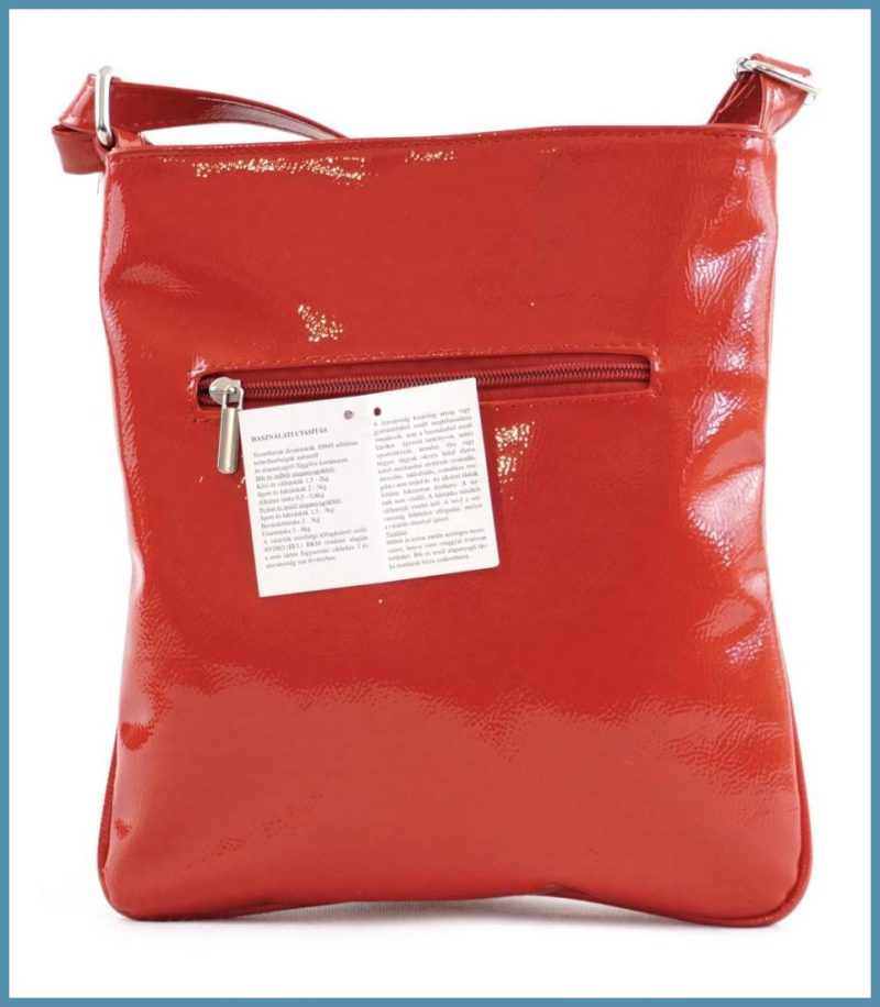 VIA55 női keresztpántos táska 3 sávval, rostbőr, piros noivalltaska-hu c