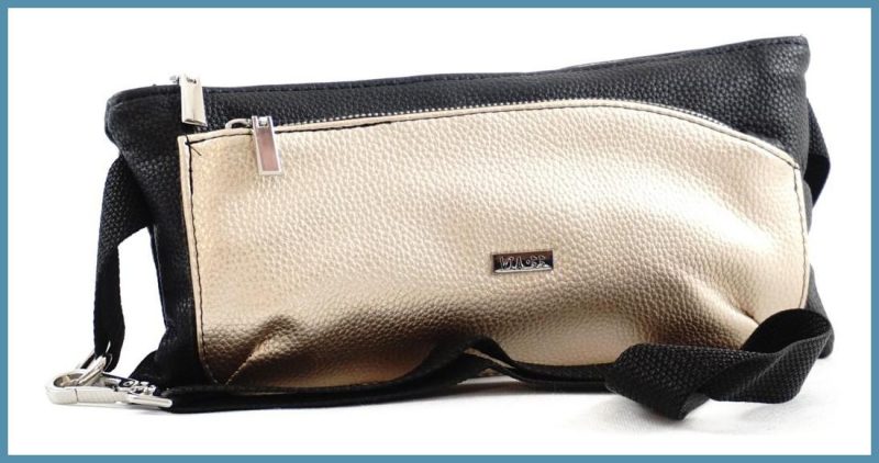VIA55 női keresztpántos táska széles fazonban, rostbőr, arany noivalltaska-hu b