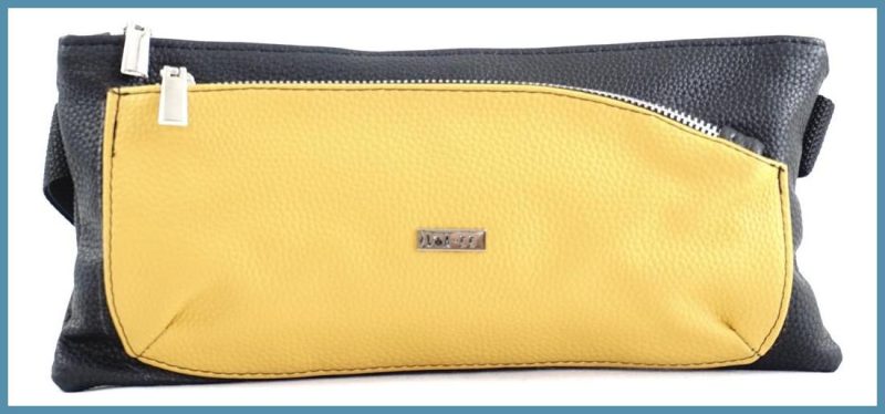 VIA55 női keresztpántos táska széles fazonban, rostbőr, sárga noivalltaska.hu a