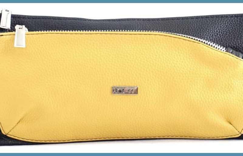 VIA55 női keresztpántos táska széles fazonban, rostbőr, sárga noivalltaska.hu a