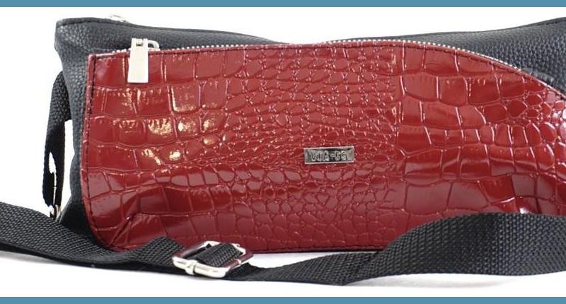 VIA55 női keresztpántos táska széles fazonban, rostbőr, vörös noivalltaska.hu a