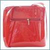 VIA55 elegáns női kis keresztpántos táska merev fazonban, rostbőr, piros noivalltaska-hu c