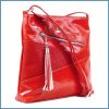 VIA55 női keresztpántos táska ferde varrással, rostbőr, piros noivalltaska-hu b