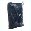 VIA55 női keresztpántos táska ferde zsebbel, rostbőr, fekete noivalltaska-hu b