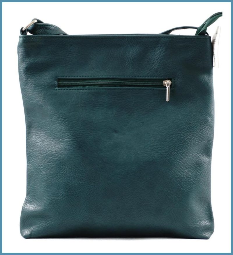 VIA55 női keresztpántos táska ferde zsebbel, rostbőr, zöld noivalltaska-hu c