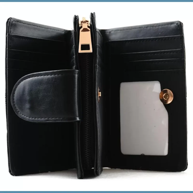 Elegáns női pénztárca kígyóbőrös mintával, fekete noivalltaska-hu 3