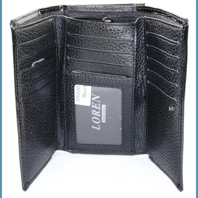 Lorenti női bőr pénztárca kígyóbőr mintával, fekete noivalltaska-hu 5