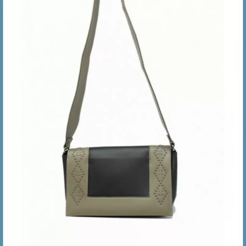 Női keresztpántos táska, geometrikus díszítéssel, műbőr, zöld/fekete noivalltaska-hu 3