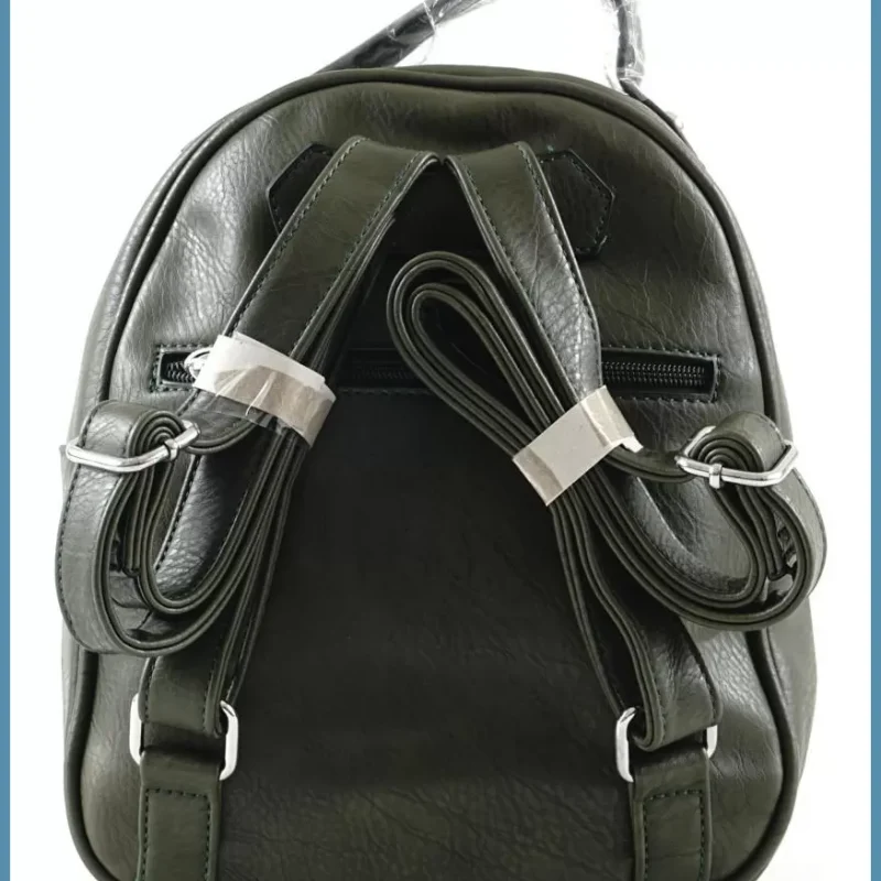 Silvia Rosa női hátitáska elöl nagy zsebbel, műbőr, sötétzöld noivalltaska-hu 3