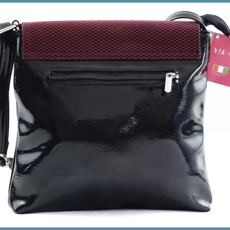 VIA55 elegáns női keresztpántos áthajtós táska, rostbőr, bordó noivalltaska-hu 3