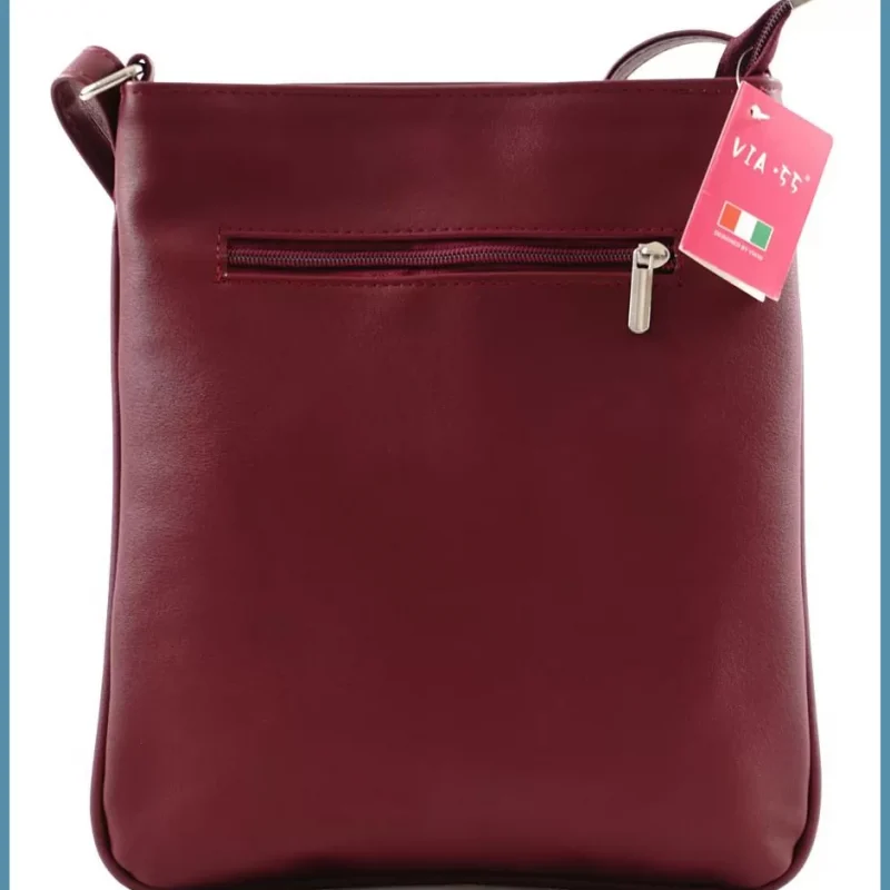 VIA55 női keresztpántos táska 3 sávval, rostbőr, vörös noivalltaska-hu 3