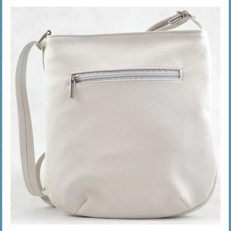 VIA55 női keresztpántos táska elöl kék sávval, rostbőr, fehér noivalltaska-hu 3